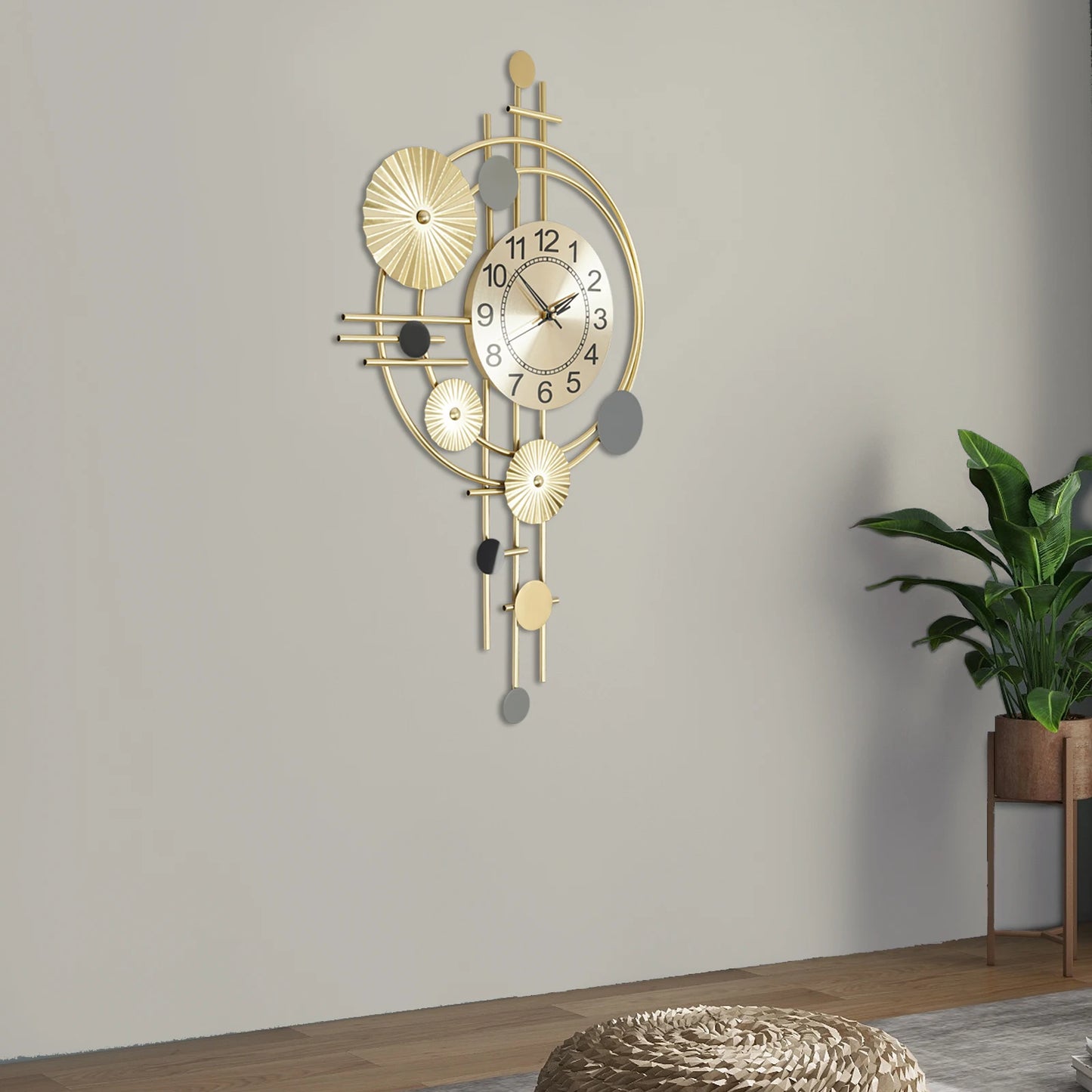 45x78cm Decorative Art Wall Clock Silent Non Ticking for Living Room, Bedroom, Kitchen, or Office