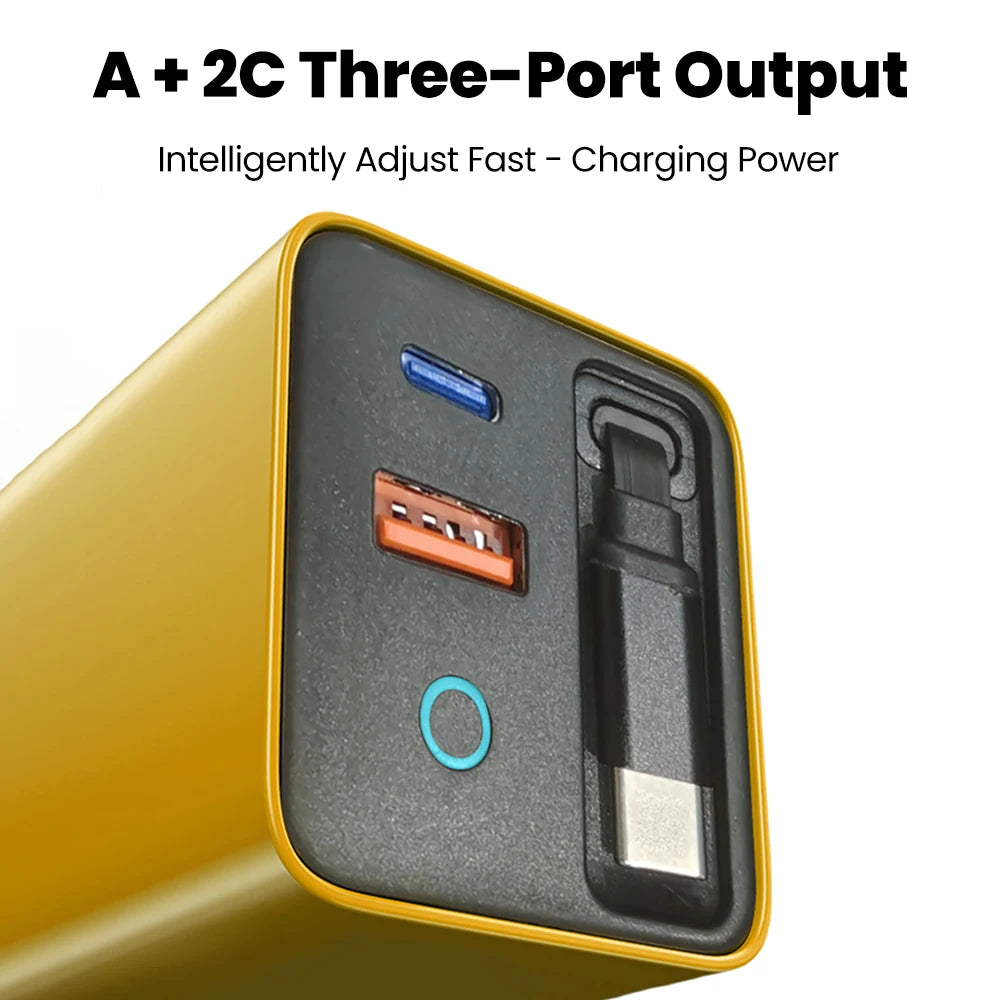 80W Super Fast Charge Type C USB Phone Charger With Telescopic USB C Cable For Iphone 16 15, Samsung, Laptop, With Light
