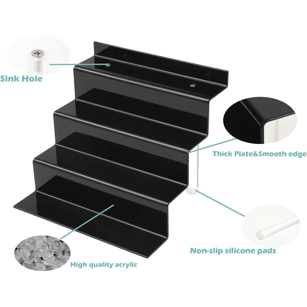4 Tier Black shelves for Cupcakes ,Perfumes, Figurines, Display Stand Risers Shelf for Decoration and Organizer
