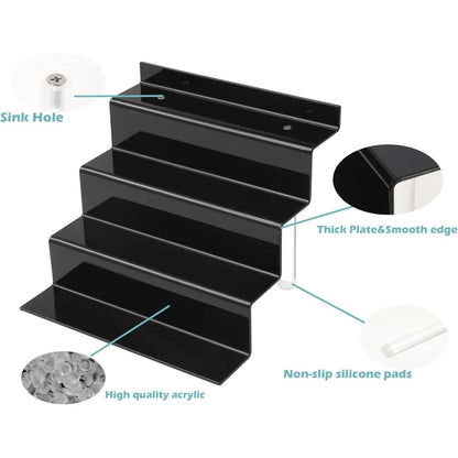 4 Tier Black shelves for Cupcakes ,Perfumes, Figurines, Display Stand Risers Shelf for Decoration and Organizer