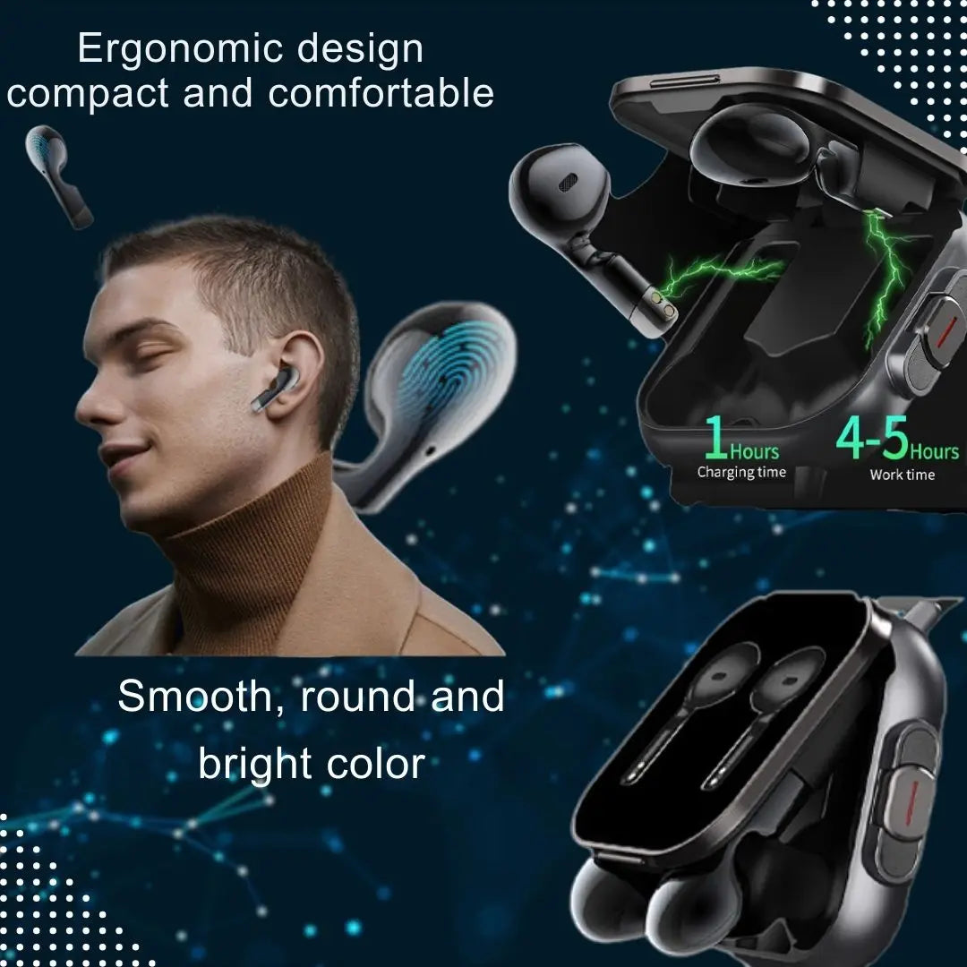 2 in 1 Smartwatch with Earphone Multi-Sport NFC Call Smart Watch