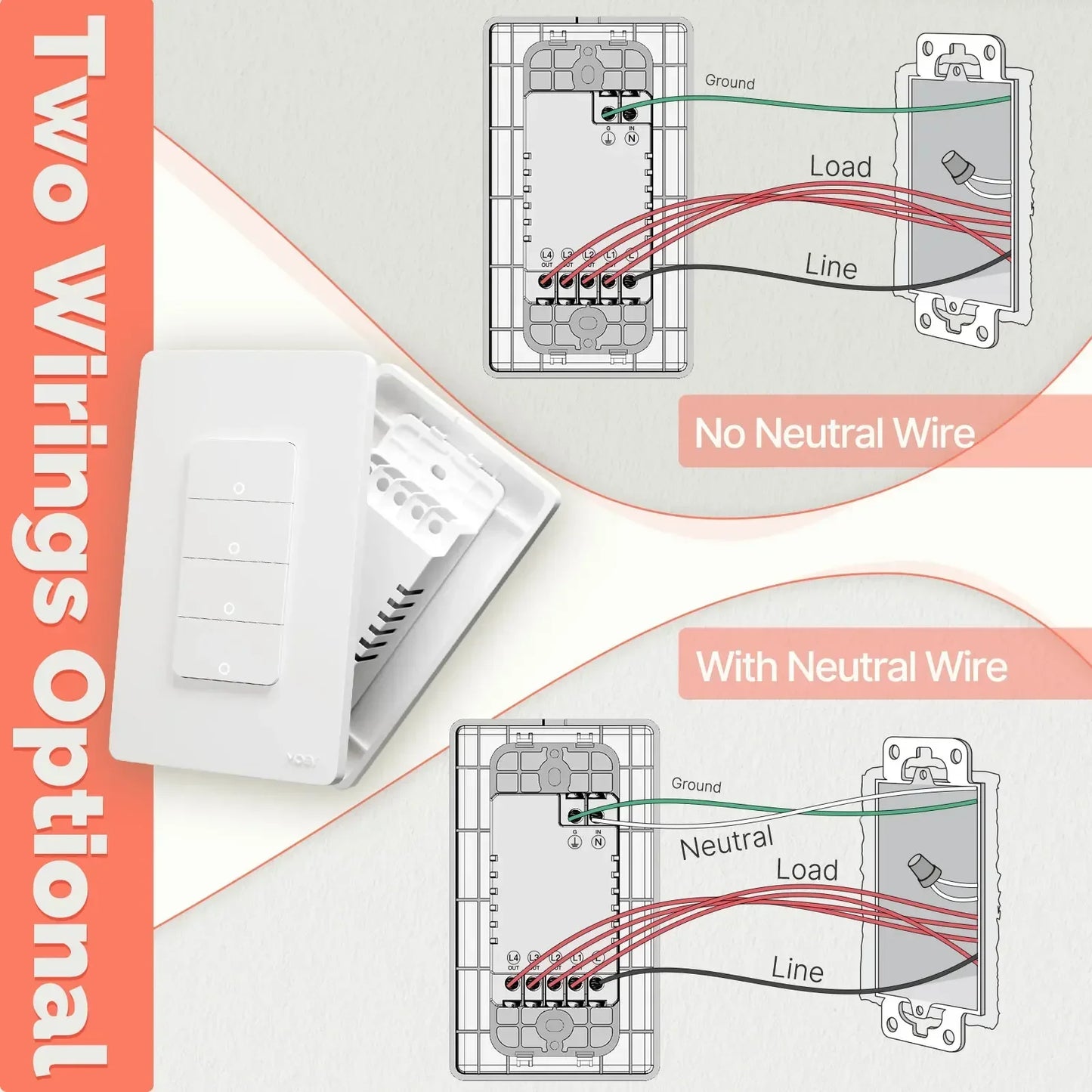 Smart Wall Light Switch With Push Buttons