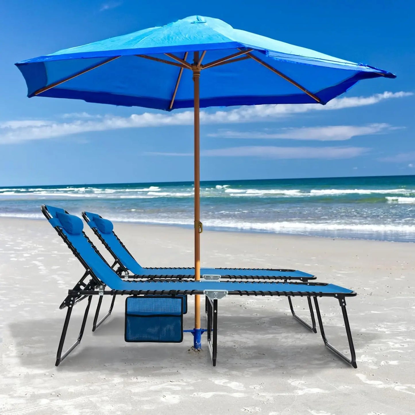 Lounge Chairs for Outside, Extra High Folding Beach Tanning Lounger with Adjustable Backrest, Customized