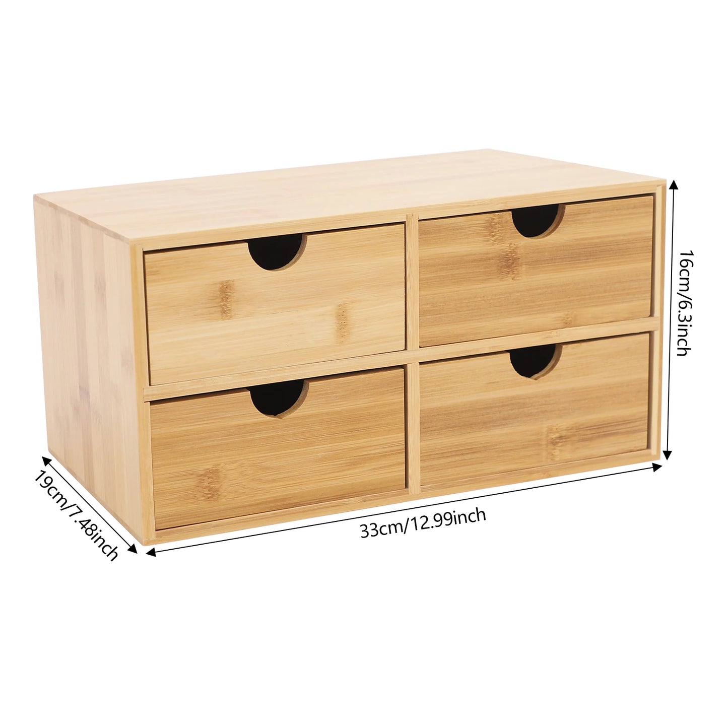 4-Drawer Desktop Bamboo Tabletop Storage Organization Boxes