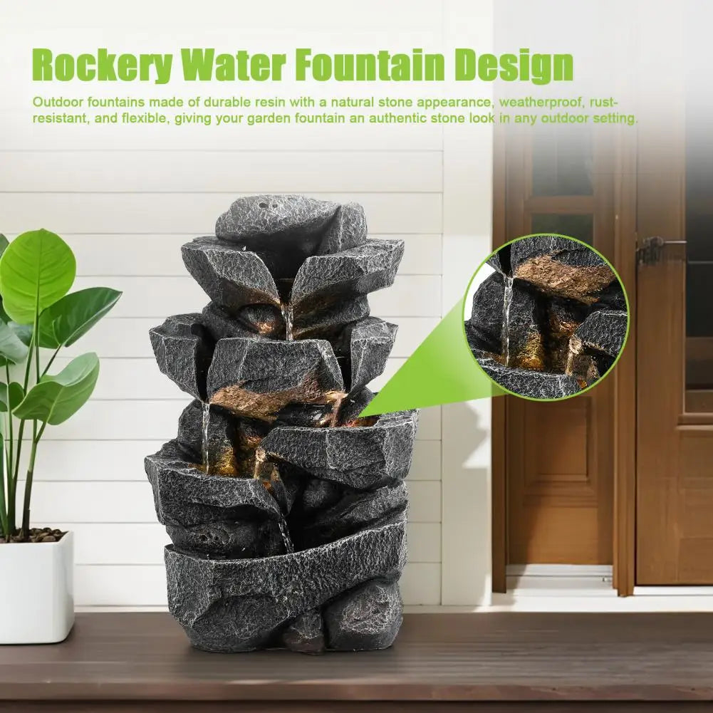 Multi Tier Cascading Outdoor Rock Garden Waterfall For Patio and Backyard