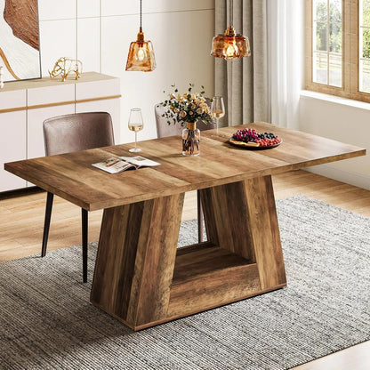 Dining Table for 4 to 6 People, with Sturdy Base for Kitchen, Dining Room or Breakfast nook