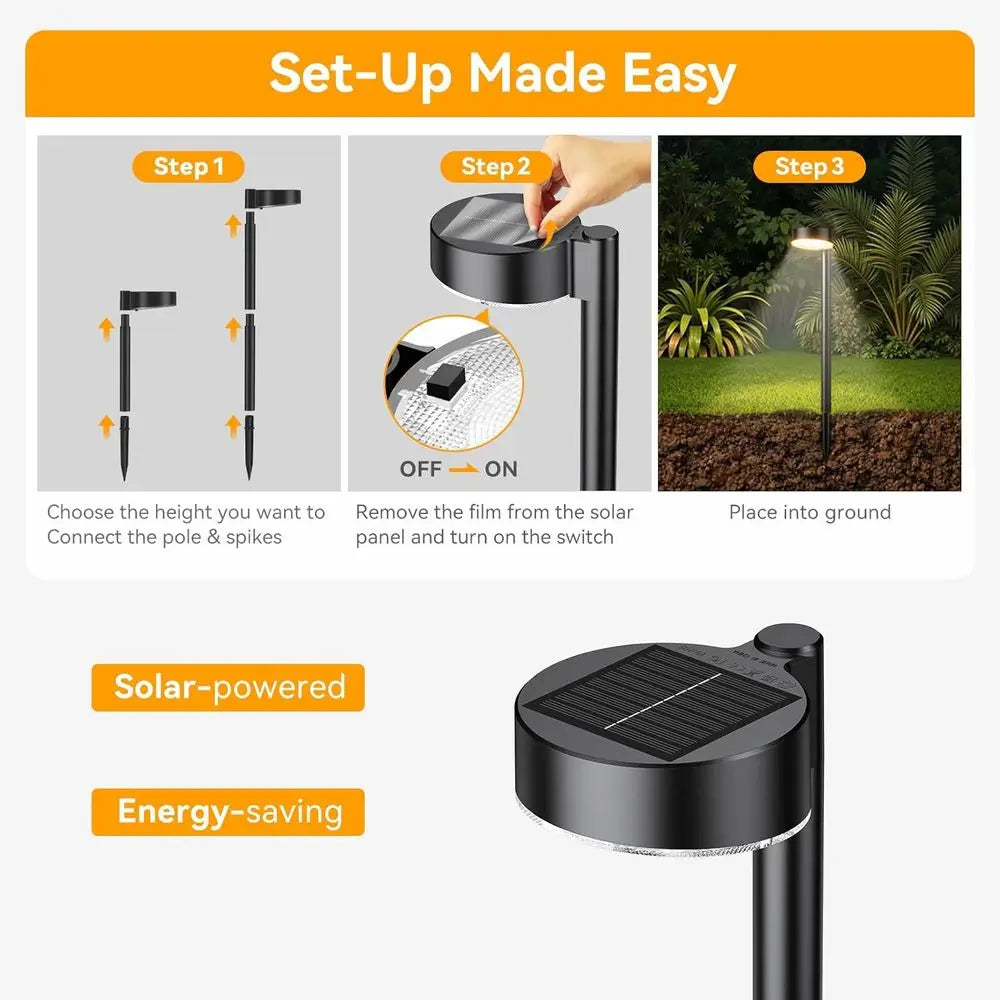 8 Pack Solar Pathway Lights Outdoor, 12 LED Solar Lights Waterproof, for Yard Garden Walkway Driveway