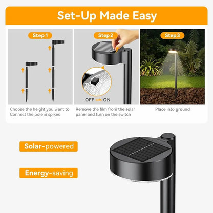 8 Pack Solar Pathway Lights Outdoor, 12 LED Solar Lights Waterproof, for Yard Garden Walkway Driveway
