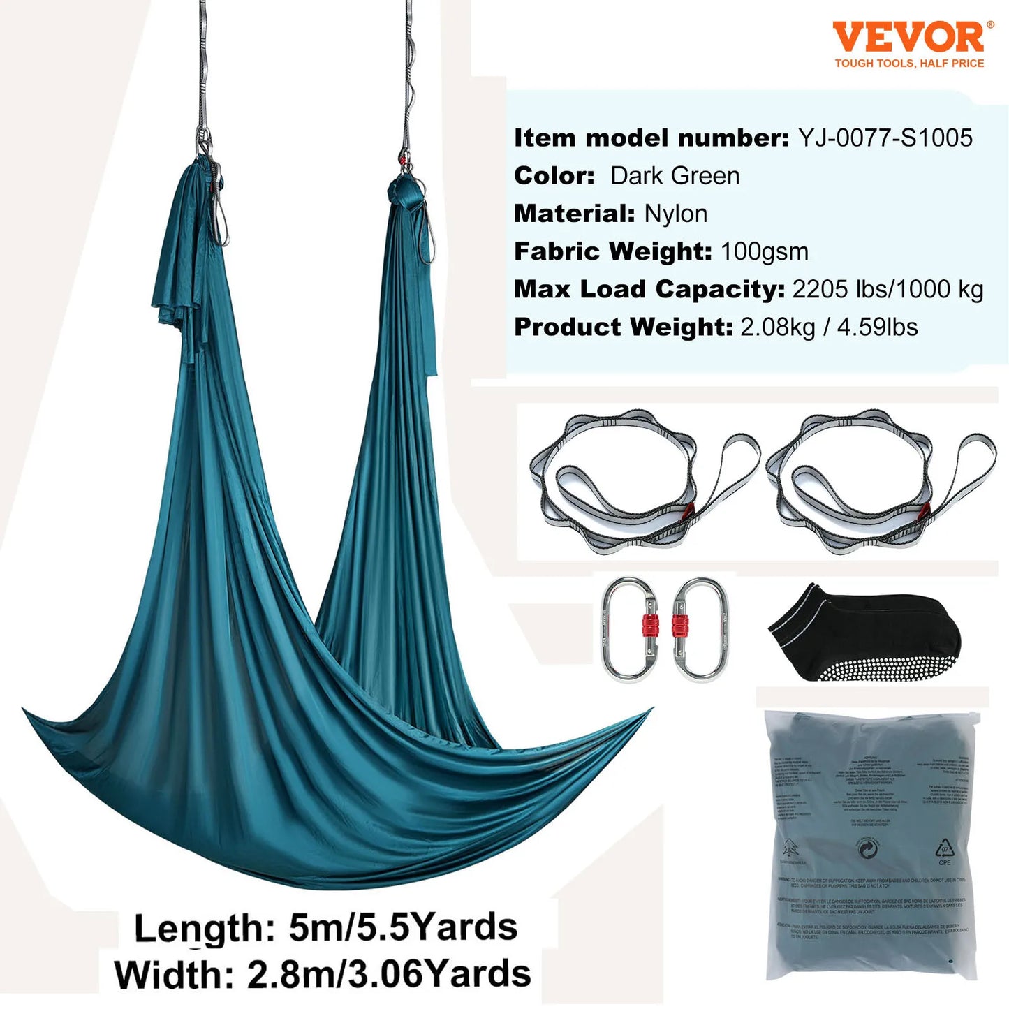 5.5 Yards Aerial Yoga Hammock & Swing Nylon Fabric