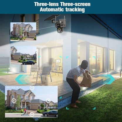 9MP 4K IP Camera With Dual Lens Screen WiFi PTZ Auto Tracking Waterproof Panoramic Surveillance Camera with Voice Intercom System