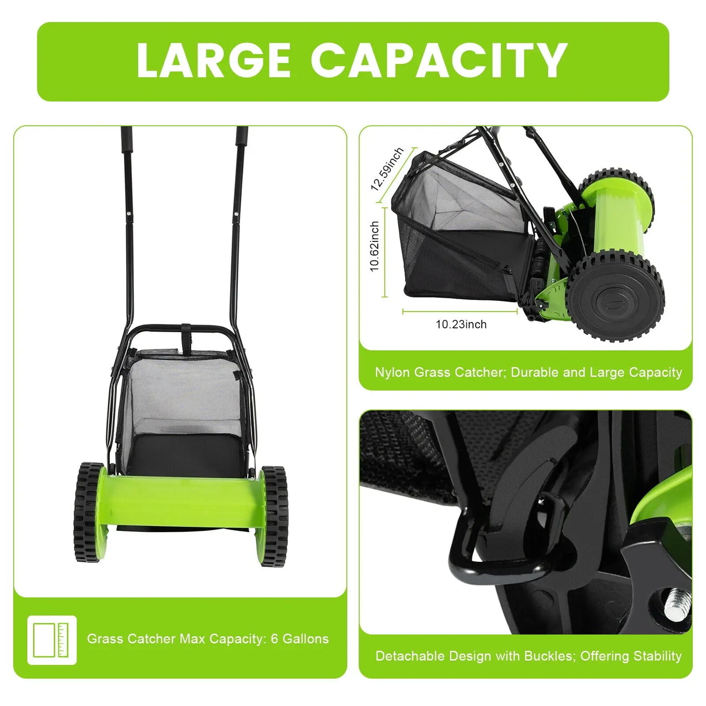 12 Inch, 5 Blade, Manual Push Reel Lawn Mower