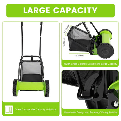 12 Inch, 5 Blade, Manual Push Reel Lawn Mower