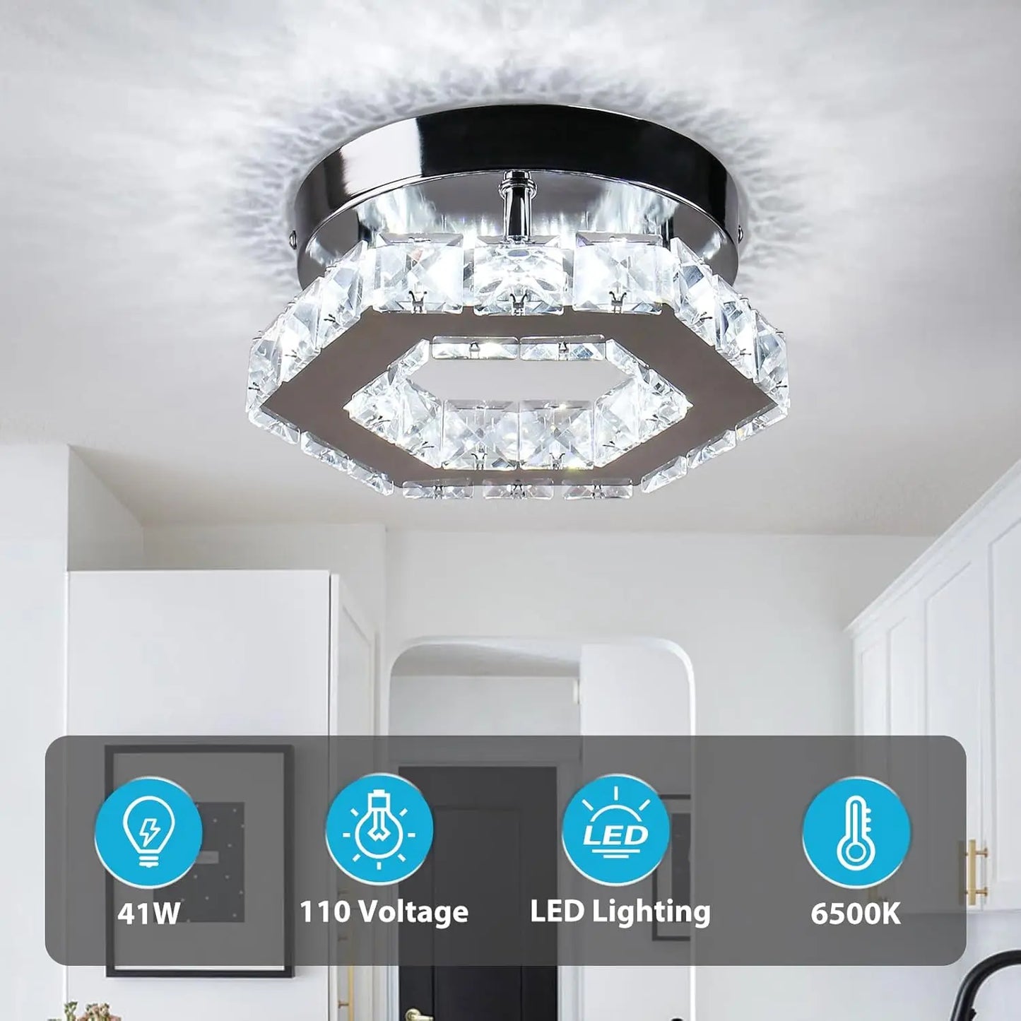 Mini Chandelier Crystal LED Ceiling Light Fixture for Hallway or Stairs