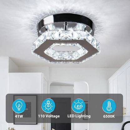 Mini Chandelier Crystal LED Ceiling Light Fixture for Hallway or Stairs