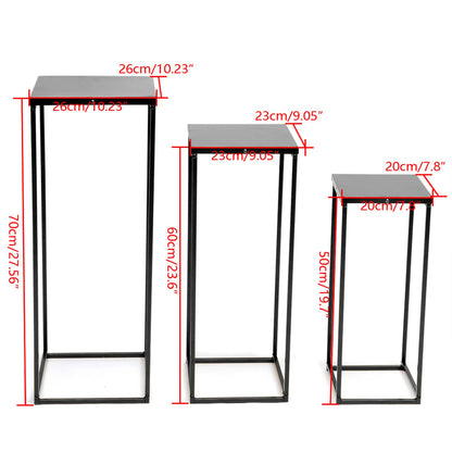 Set of 3 Metal Square Plant Stand Gold/Black Flower Holder For Living Room Wedding Decor