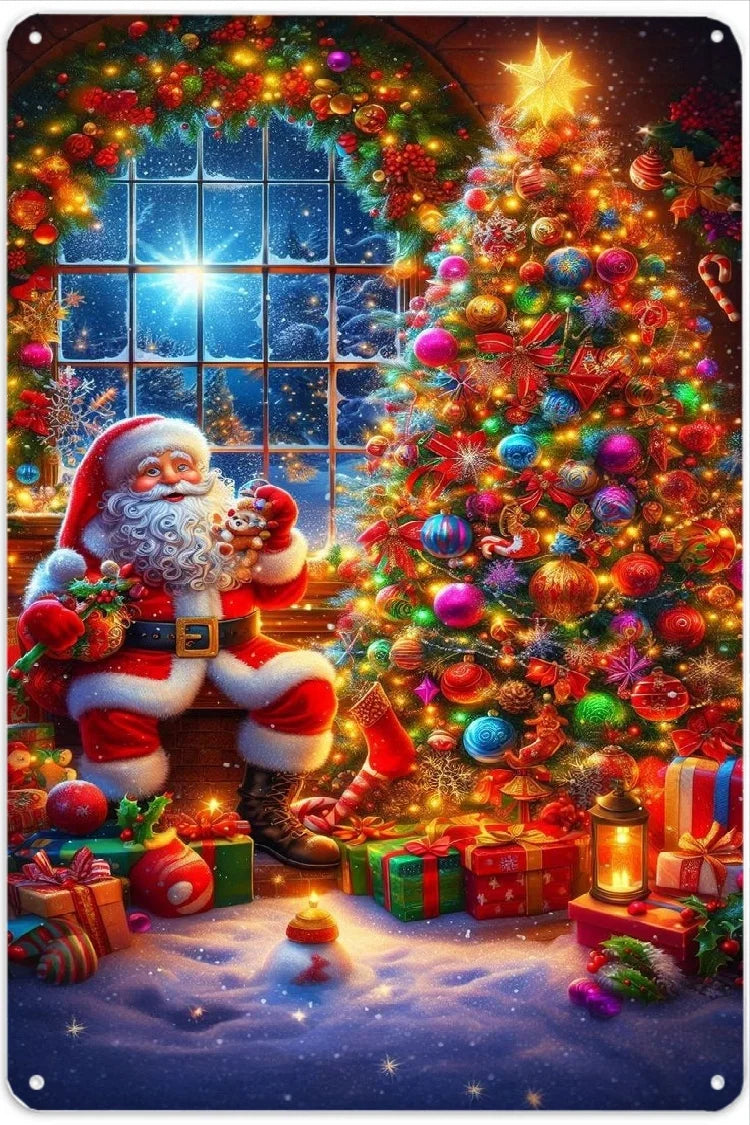 3D Flat, Christmas and Christmas Eve Metal Wall Decoration 8x12