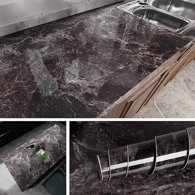 Pvc Marble Kitchen Oil-Proof, Waterproof Self-Adhesive Countertop or Cabinet Renovation Tile Stickers