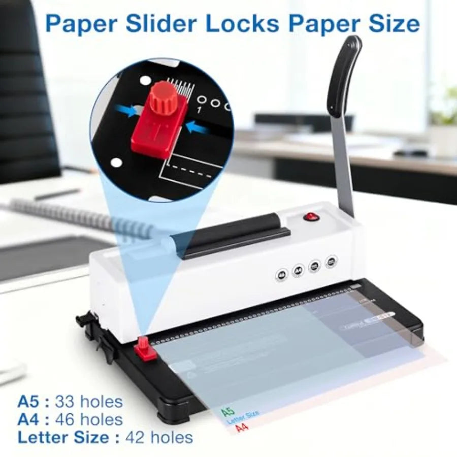 Electric Spiral Coil Binding Machine for Letter/A4/A5 Paper 12-Sheet Punch Capacity Includes 100pcs 5/16'' Coils and Plier