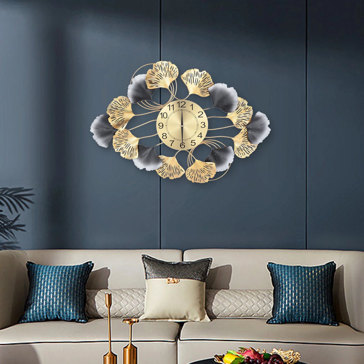 Large Wall Clock for Living Room Decor Gold Clock