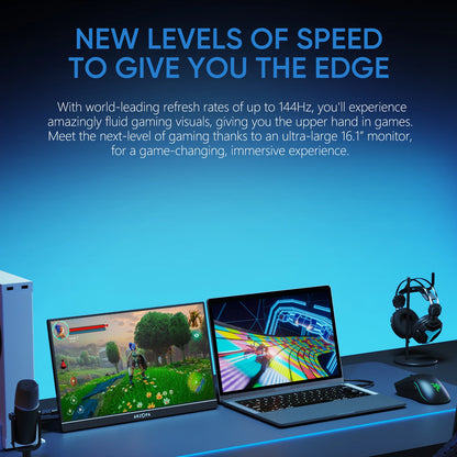 16.1 inches Portable Gaming Monitor 144hz 100%sRGB 1080P FHD IPS Screen Second Screen for Switch, Xbox, PS5, Laptop, Mac, Z1FC