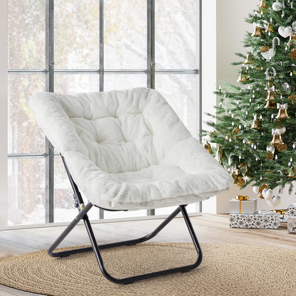 28 inch Cozy Saucer Chairs Soft Faux Fur Large Size that fold for storage.  Great Reading Chair