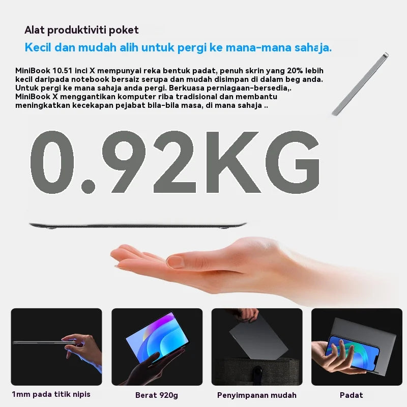 Mini-Book X 2 in 1 Laptop Intel N150(up to 3.6GHz) 512GB ROM 16GB LPDDR5 10.51" 1200x1920 FHD IPS Windows 11 Notebook