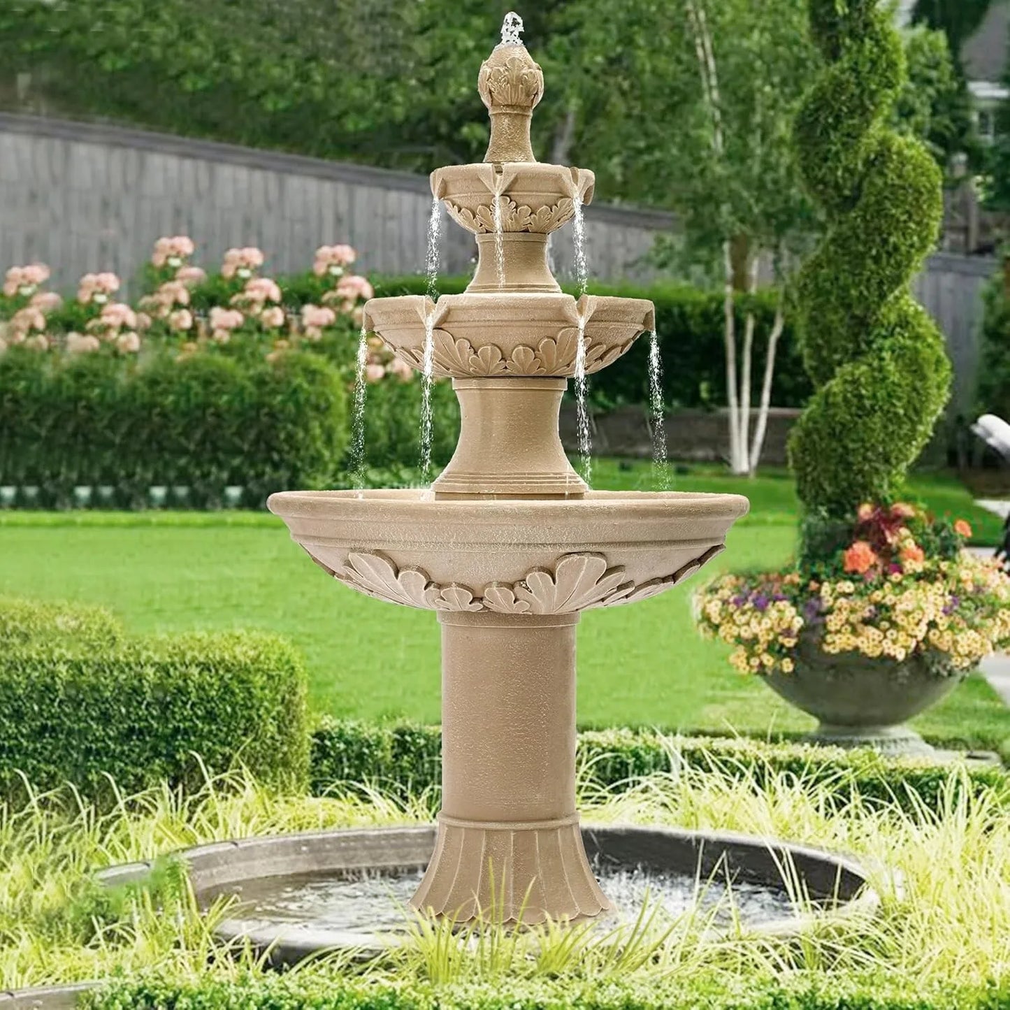 Outdoor Water Fountain 48.4''H for Garden Décor