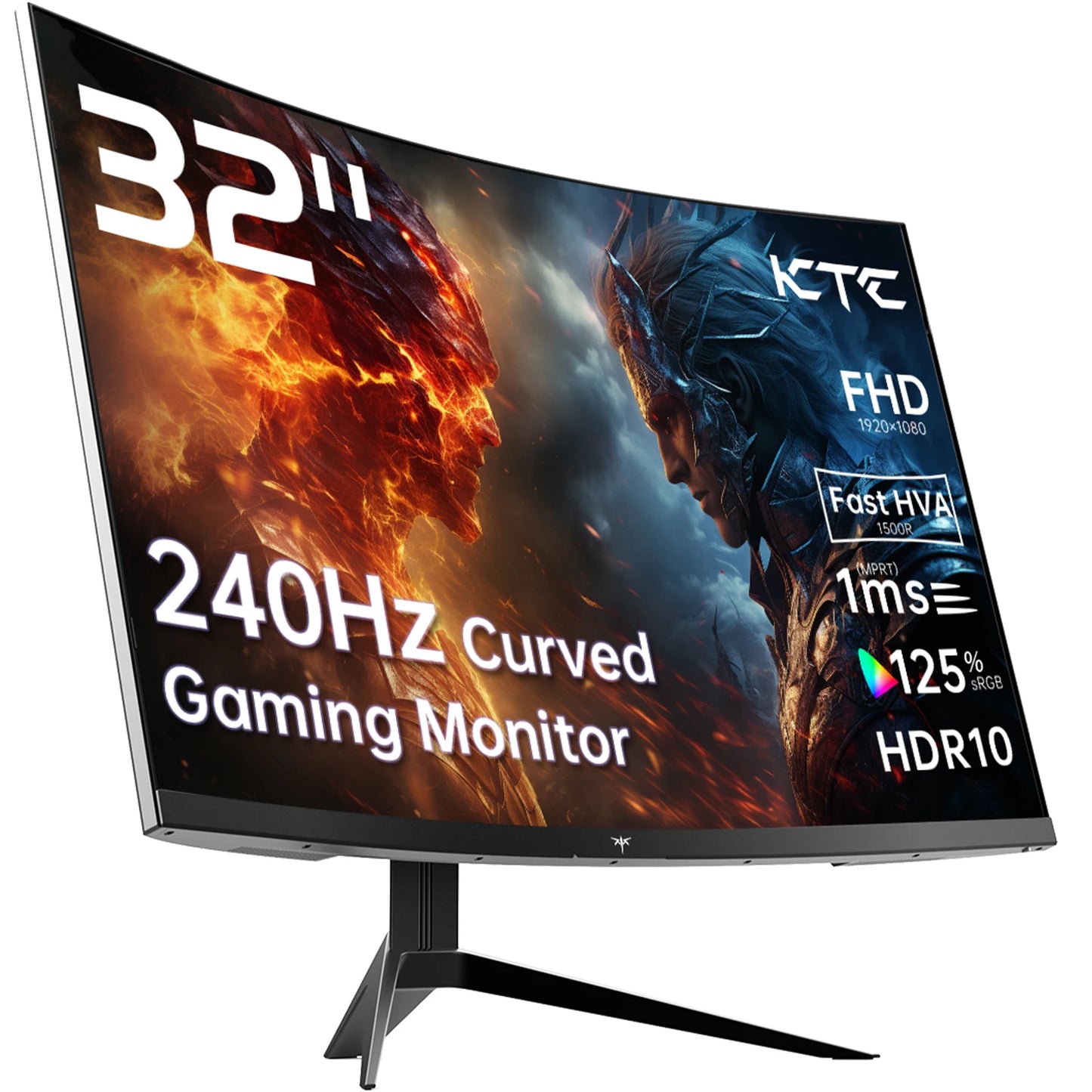 32 inch 240Hz Curved Gaming Monitor 1500R 1080P 125% sRGB 1ms, Freesync/G-sync HDMI/DP/USB Ports VESA, Tilt Adjustable,