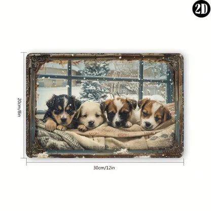 Dog In Snow Scene, Foil Carved Iron Art, Indoor/Outdoor Wall Decor, For Living Room, Bedroom, Office, Study, Restaurant