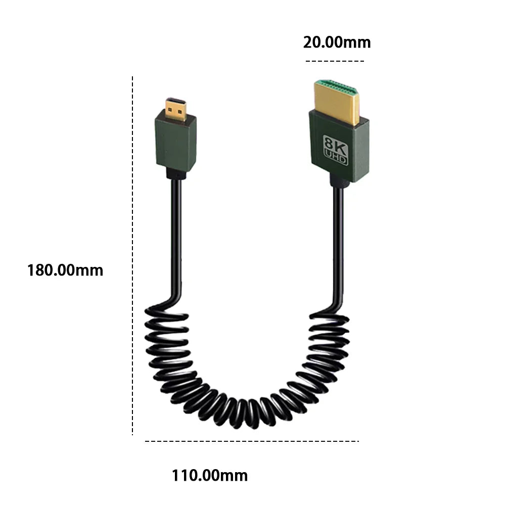 8K Ultra HD HDMI To HDMI Coiled Cable