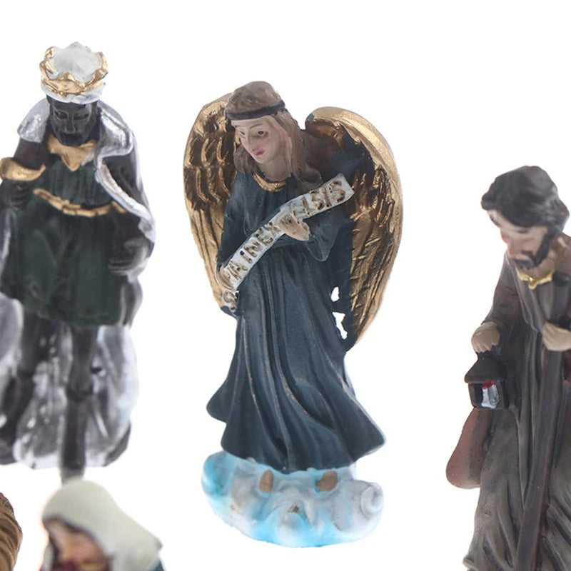 11Pc/Set Statue Nativity Scene Ornament Baby Jesus Manger Christmas Crib Figurines