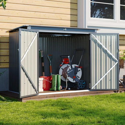 80 cu. ft. Metal Outdoor Storage Shed with Chain Lid Waterproof Garbage Can Organizer for 2 Bins Toys Garden Tools, Customized