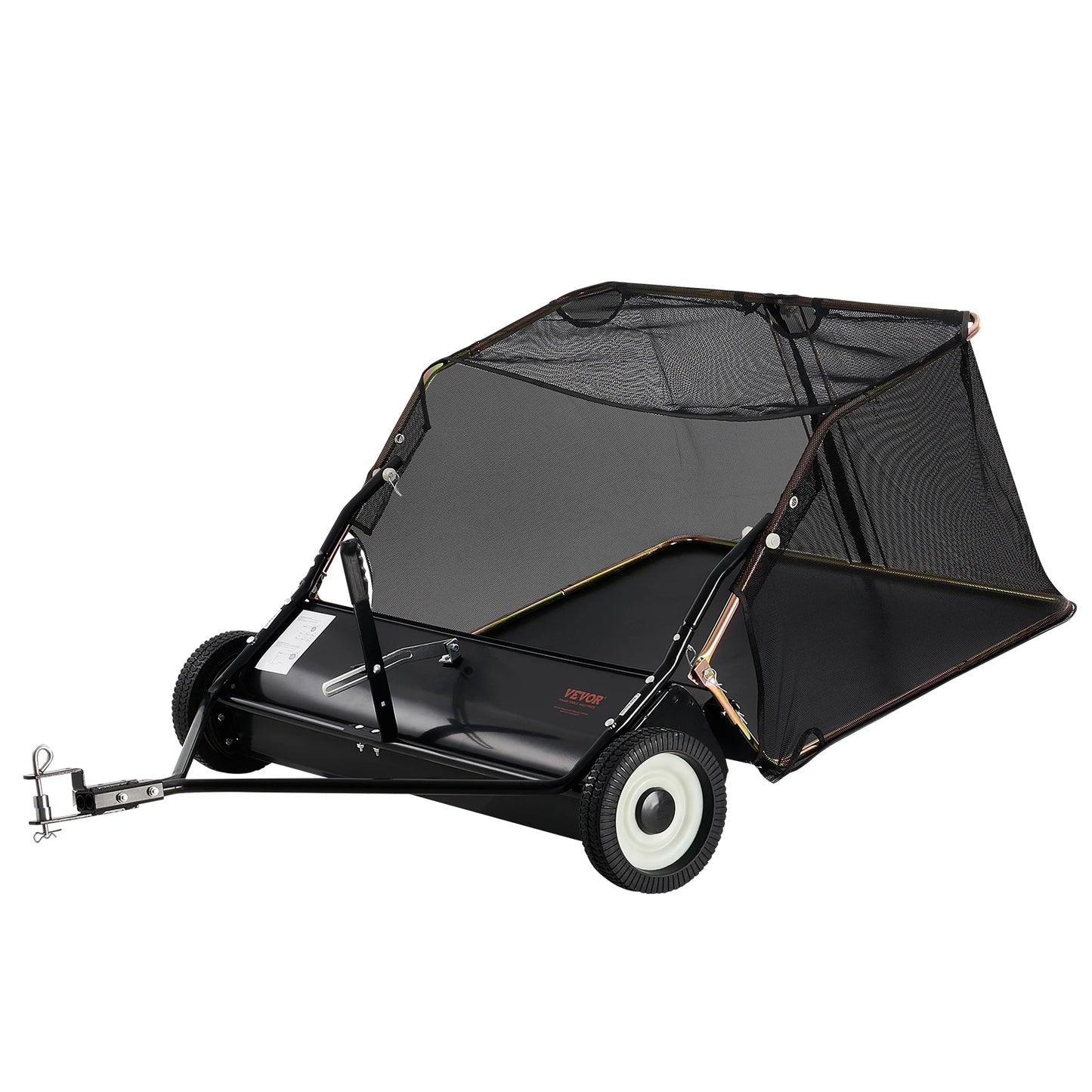 SucceBuy 42-inch Lawn Sweeper Tow Behind 12 cu.ft. Heavy Duty Leaf Grass Collector Adjustable Height for Picking Up Debris Grass