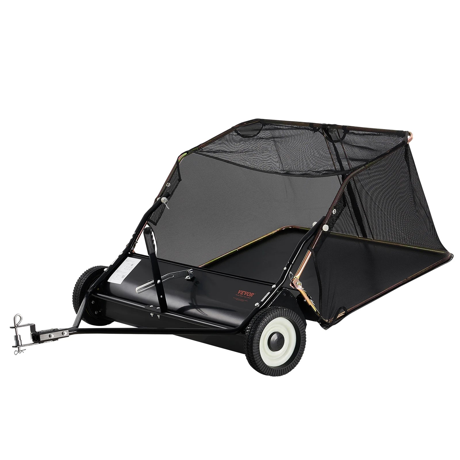 SucceBuy 42-inch Lawn Sweeper Tow Behind 12 cu.ft. Heavy Duty Leaf Grass Collector Adjustable Height for Picking Up Debris Grass