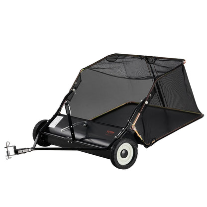SucceBuy 42-inch Lawn Sweeper Tow Behind 12 cu.ft. Heavy Duty Leaf Grass Collector Adjustable Height for Picking Up Debris Grass