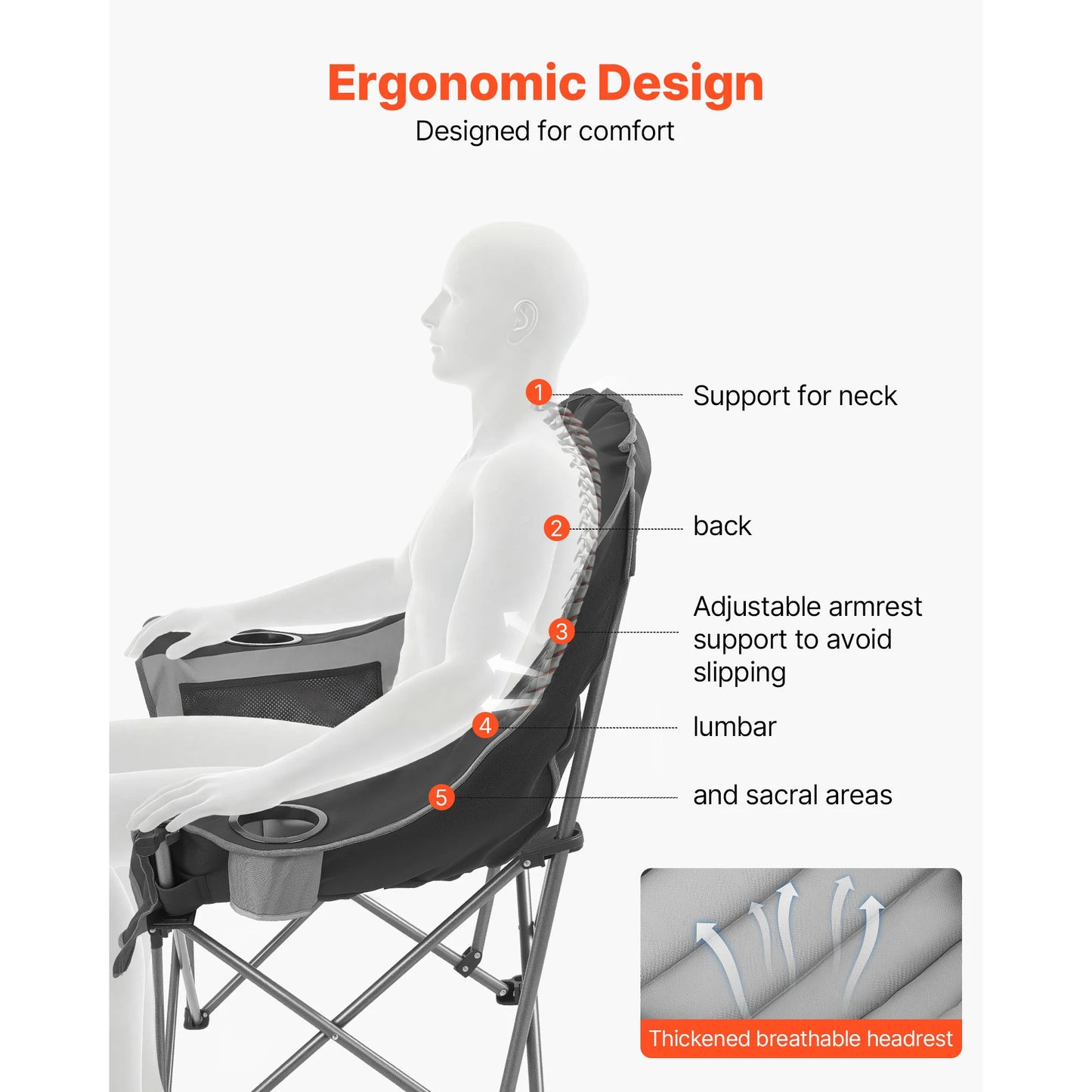 Oversized Camping Chairs With 450lbs Capacity