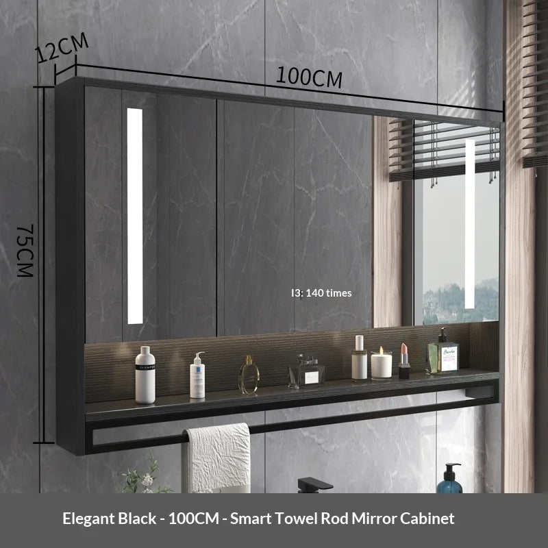 Bathroom Mirror LED Backlit Smart Anti Fog Touch Sensor Mirrored Cabinet