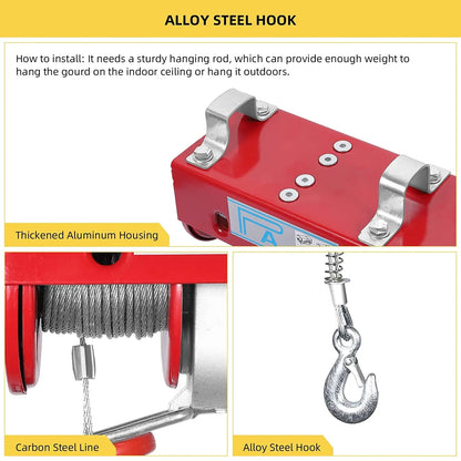 850 LBS, 110v Electric Hoist