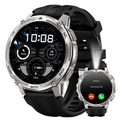 Men’s Smartwatch Outdoor Rugged Watch with Flashlight, Dual‑Band GPS, Fitness & Health Tracker