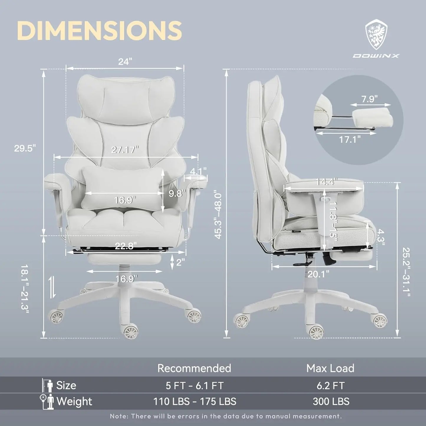 Big and Tall Office Chair with Pocket Spring Cushion, High Back Computer Gaming Chairs with Adjustable Armrests