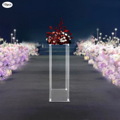 10Pcs Set Acrylic Wedding Flower Stands 60cm Height Clear Column Rack