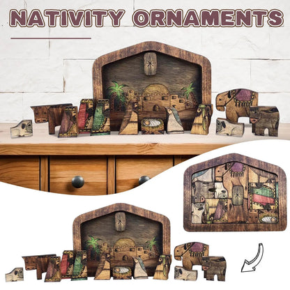 Wooden Jesus Nativity Set Table Puzzle