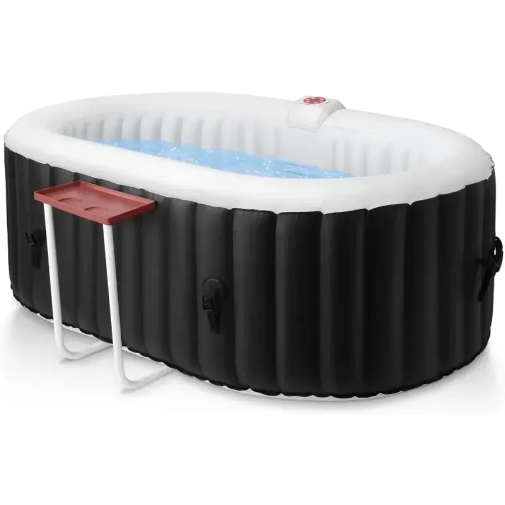 Inflatable Portable Oval Hot Tub for 2 Person with 90 Bubble Jets Cover Filter Pump Hot Tubs