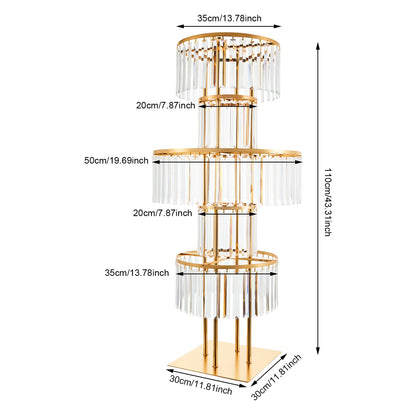 Gold/Silver 5 Tier Wedding Centerpiece 110cm Acrylic Crystal Flower Vase Rack for Floor Table Decor Display Holder,