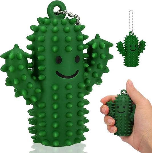 Silicone Cactus Pain Fidget Toy for Adults - Stress Relief Sensory Keychain, Green Novelty Gift