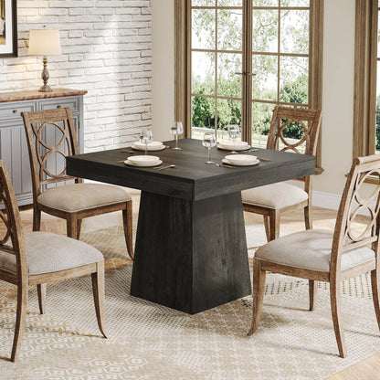 Square Dining Table for 4 with Sturdy Pedestal Base,