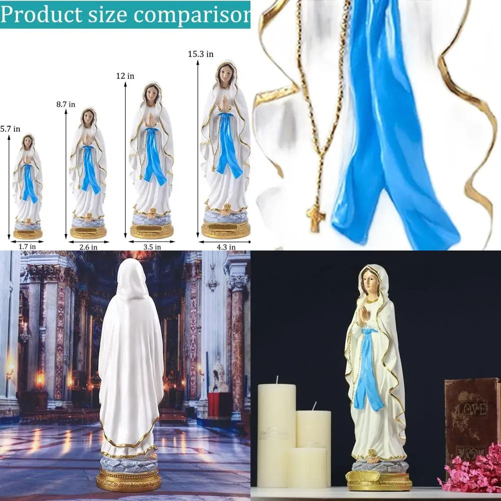 15.3 inch Lourdes Virgin Mary Statue, Catholic Blessed Mother Resin Figurine for Home & Church, Prayer and Decor Gift