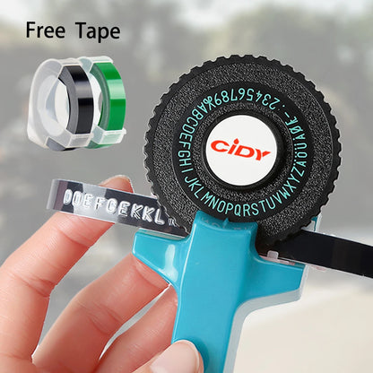 Embossing label maker with 2 ribbons