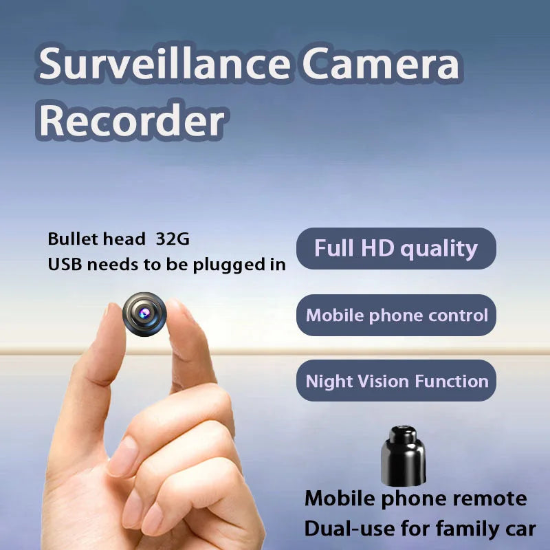 Full HD Camera, Mini Monitor Camera, No Need for Power or Drilling, Security Protection, Night Vision, Motion Detection, 360-Degree