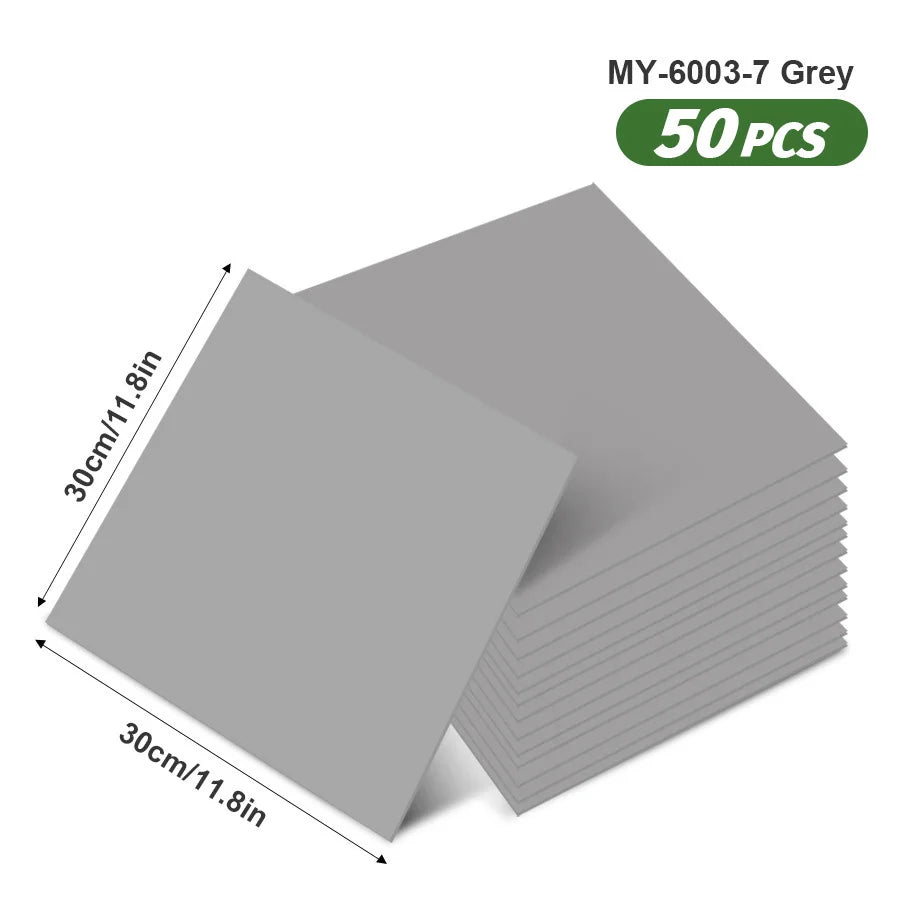 50pcs SXP Floor and Wall Tiles Peel and Stick 11.81x11.81in Self-Adhesive Applies to any Indoor Surface